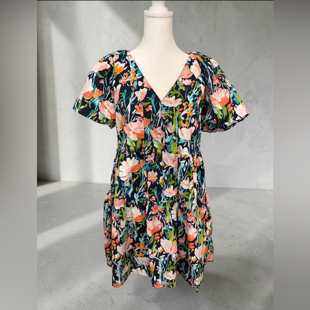 Crown & Ivy 🩵 Floral Puff Sleeve Cotton Dress 🌸 Size Small